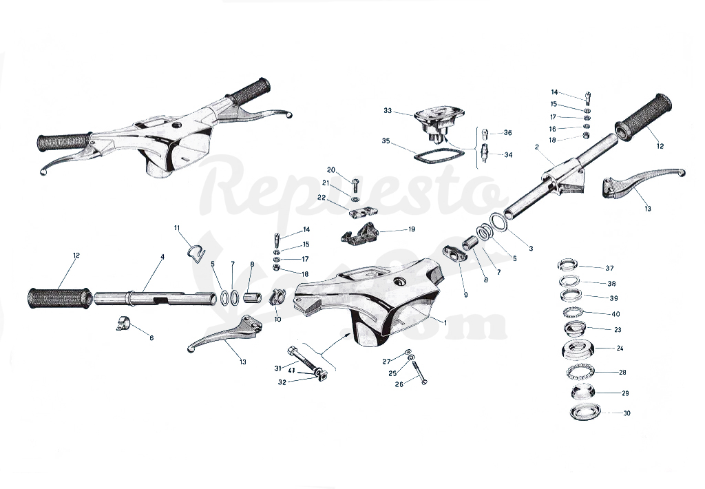 DESPIECE VESPA PRIMAVERA 125 NK 1981 CHASIS 9NK MOTOR NK9 LÁMINA 8 MANILLAR - RODAMIENTOS DIRECCIÓN