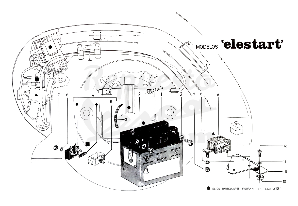 DESPIECE VESPA PK125XL ELESTART 1986 CHASIS 100C MOTOR 100M - LÁMINA 18 - GRUPO ELÉCTRICO - BATERÍA - RELÉ - FUSIBLE DESPIECE VESPA PK125XL ELESTART 1986 CHASIS 100C MOTOR 100M - LÁMINA 18 - GRUPO ELÉCTRICO - BATERÍA - RELÉ - FUSIBLE