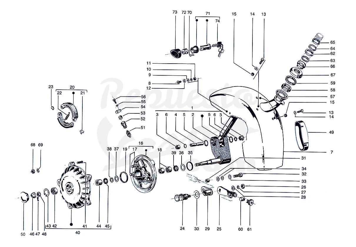 DESPIECE VESPA PX125 T5 ELESTART 1987 CHASIS 108C MOTOR 108M LÁMINA 10 - GUARDABARROS - DIRECCIÓN - EJE DELANTERO DESPIECE VESPA PX125 T5 ELESTART 1987 CHASIS 108C MOTOR 108M LÁMINA 10 - GUARDABARROS - DIRECCIÓN - EJE DELANTERO