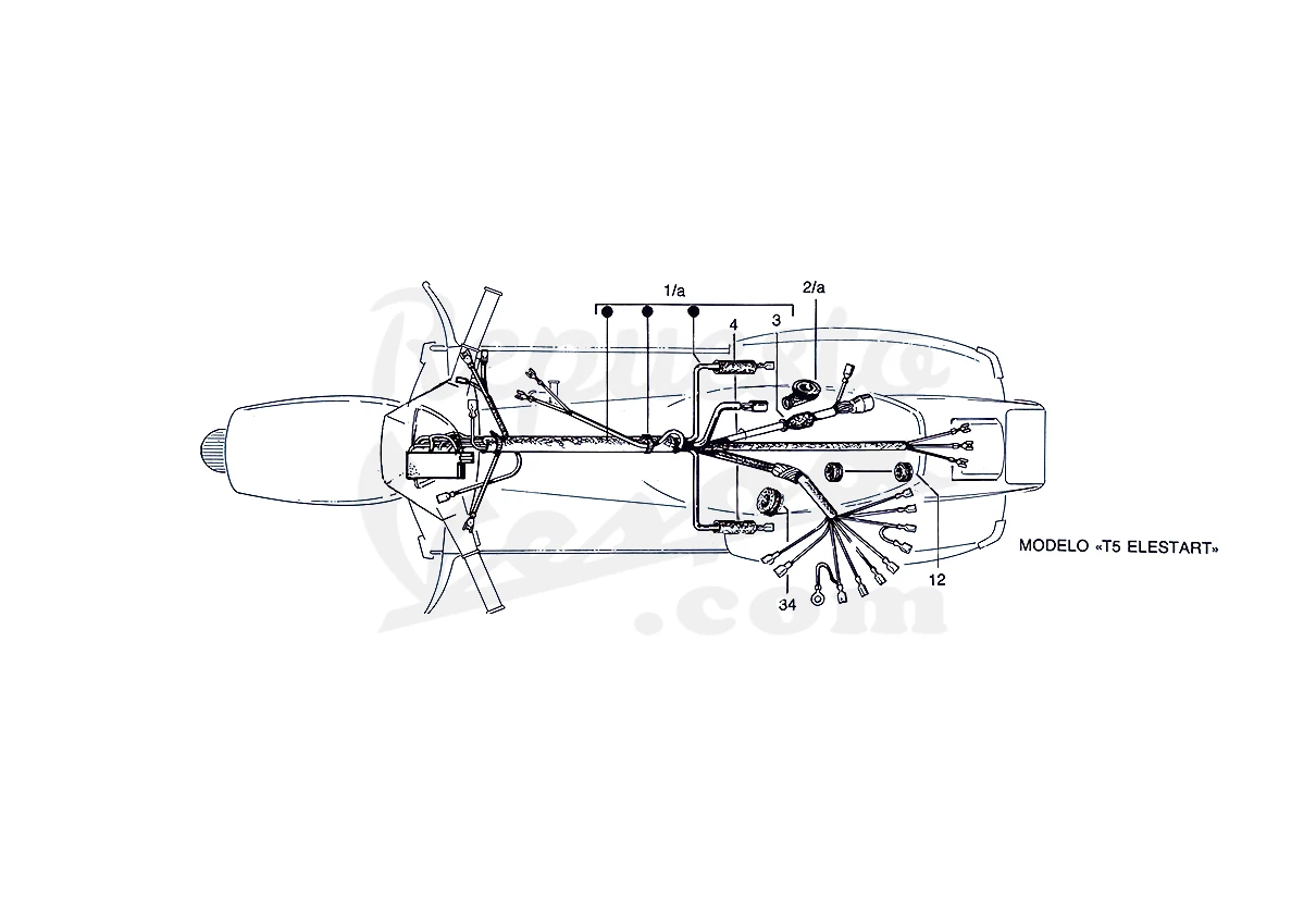 DESPIECE VESPA PX125 T5 ELESTART 1987 CHASIS 108C MOTOR 108M LÁMINA 15BIS - GRUPO ELÉCTRICO - INSTALACIÓN ELÉCTRICA DESPIECE VESPA PX125 T5 ELESTART 1987 CHASIS 108C MOTOR 108M LÁMINA 15BIS - GRUPO ELÉCTRICO - INSTALACIÓN ELÉCTRICA