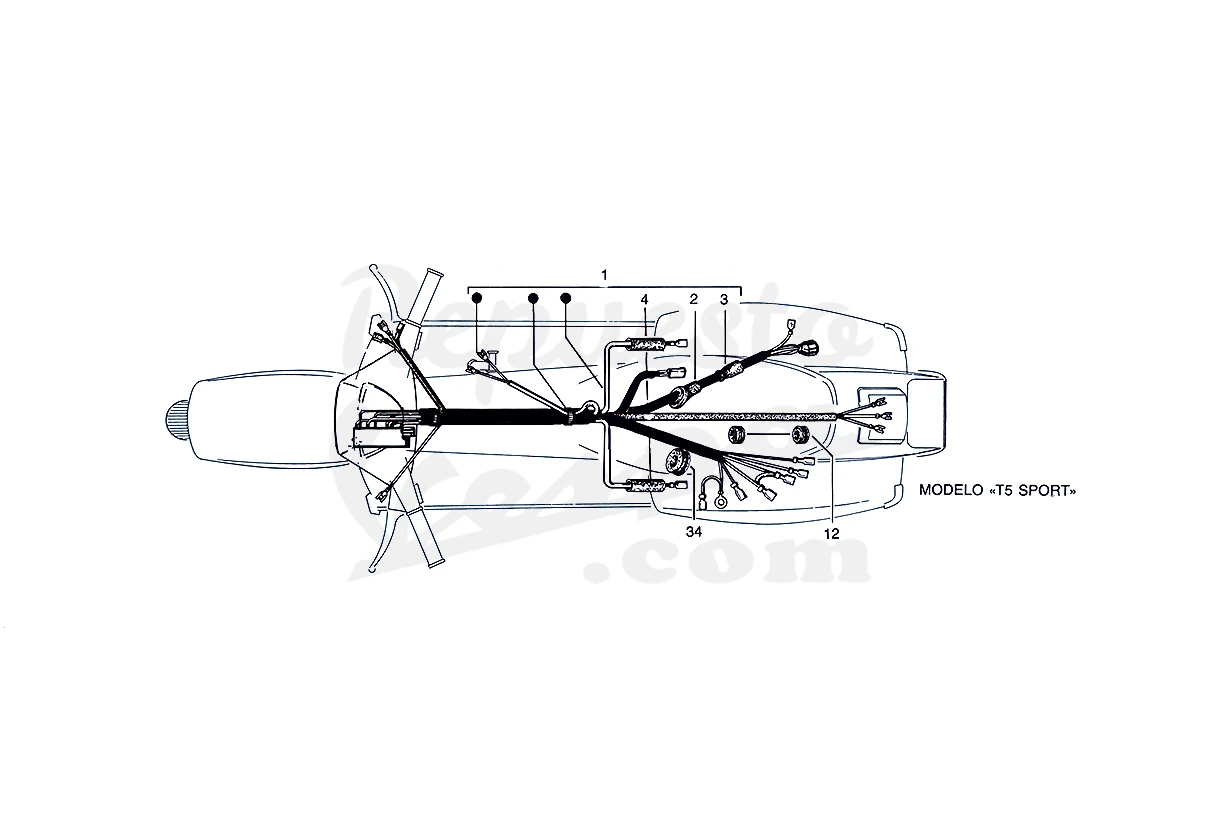 DESPIECE VESPA PX125 T5 SPORT 1987 CHASIS 98C MOTOR 98M LÁMINA 15BIS - GRUPO ELÉCTRICO - INSTALACIÓN ELÉCTRICA DESPIECE VESPA PX125 T5 SPORT 1987 CHASIS 98C MOTOR 98M LÁMINA 15BIS - GRUPO ELÉCTRICO - INSTALACIÓN ELÉCTRICA