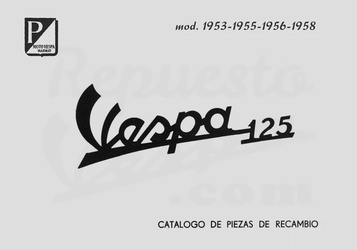 Despiece Vespa 125 53-58 Portada Despiece Vespa 125 53-58